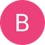White letter B centered on a pink circular background.