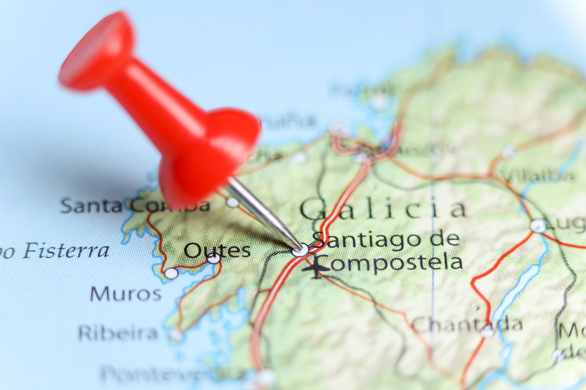 Santiago de Compostela, Hiszpania znacznik na mapie