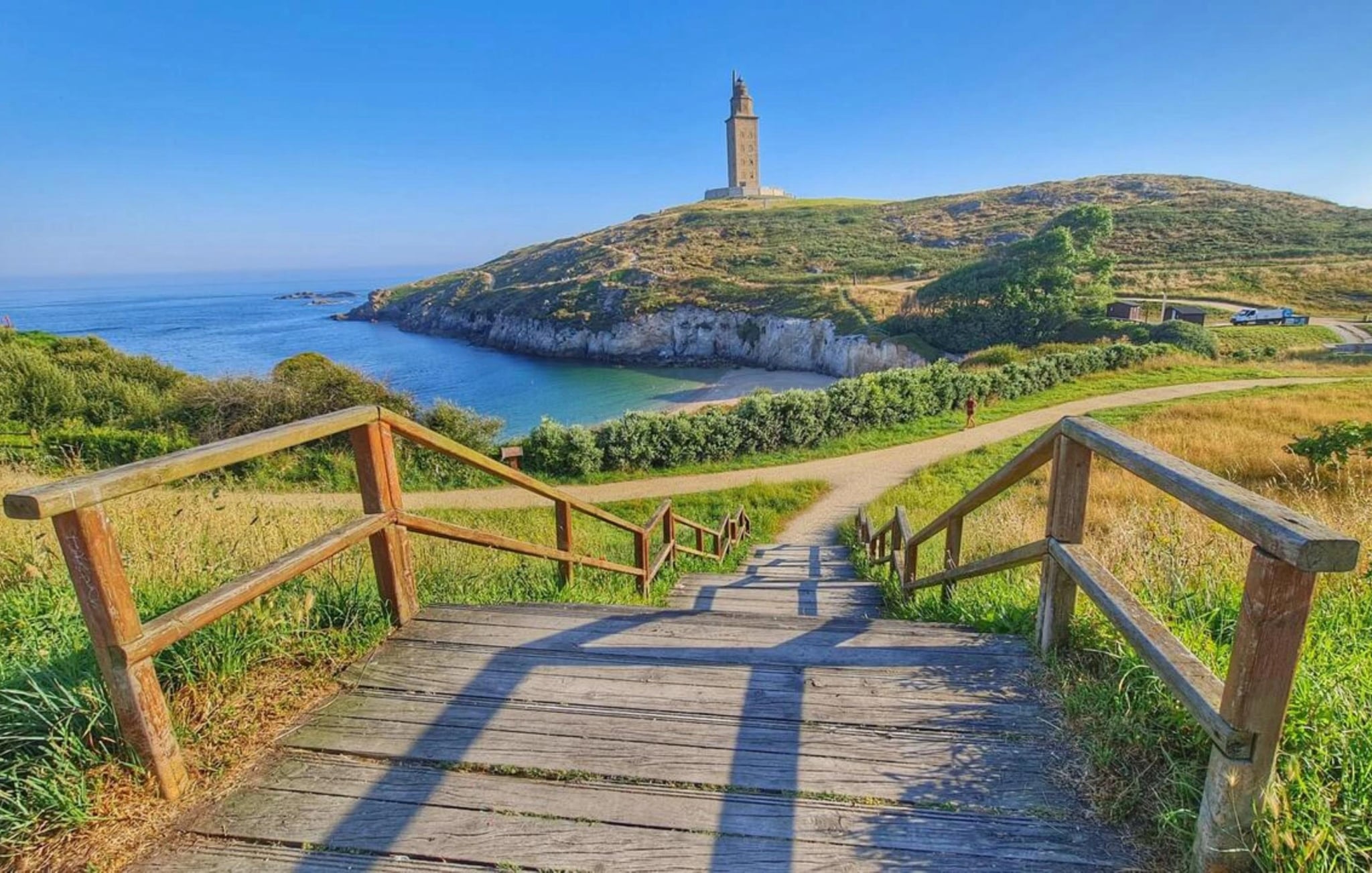 Torre de Hércules na pozadí v A Coruňa, Galícia