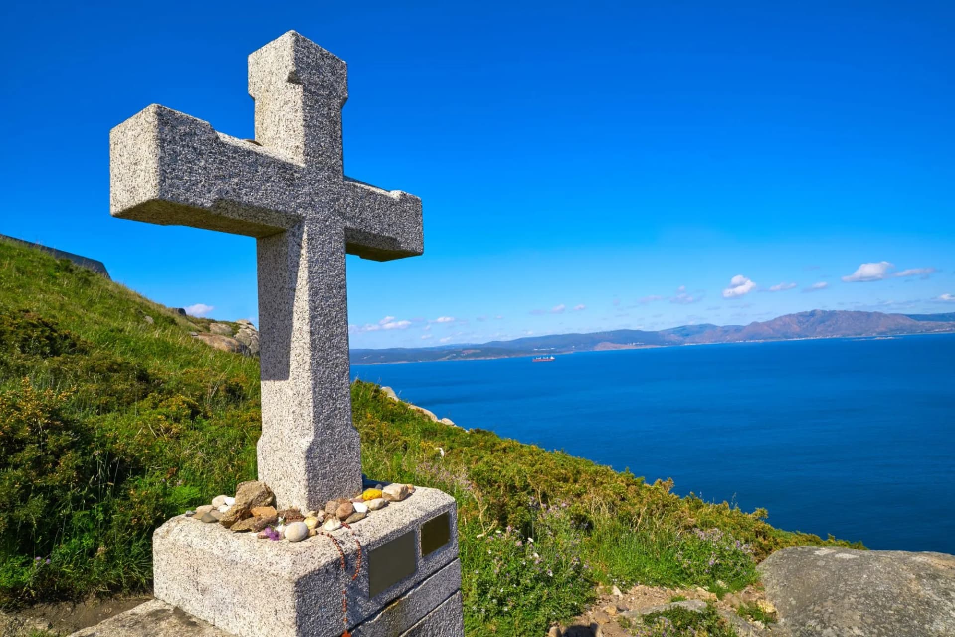 Cross in finisterre end of Saint James Way in Spain