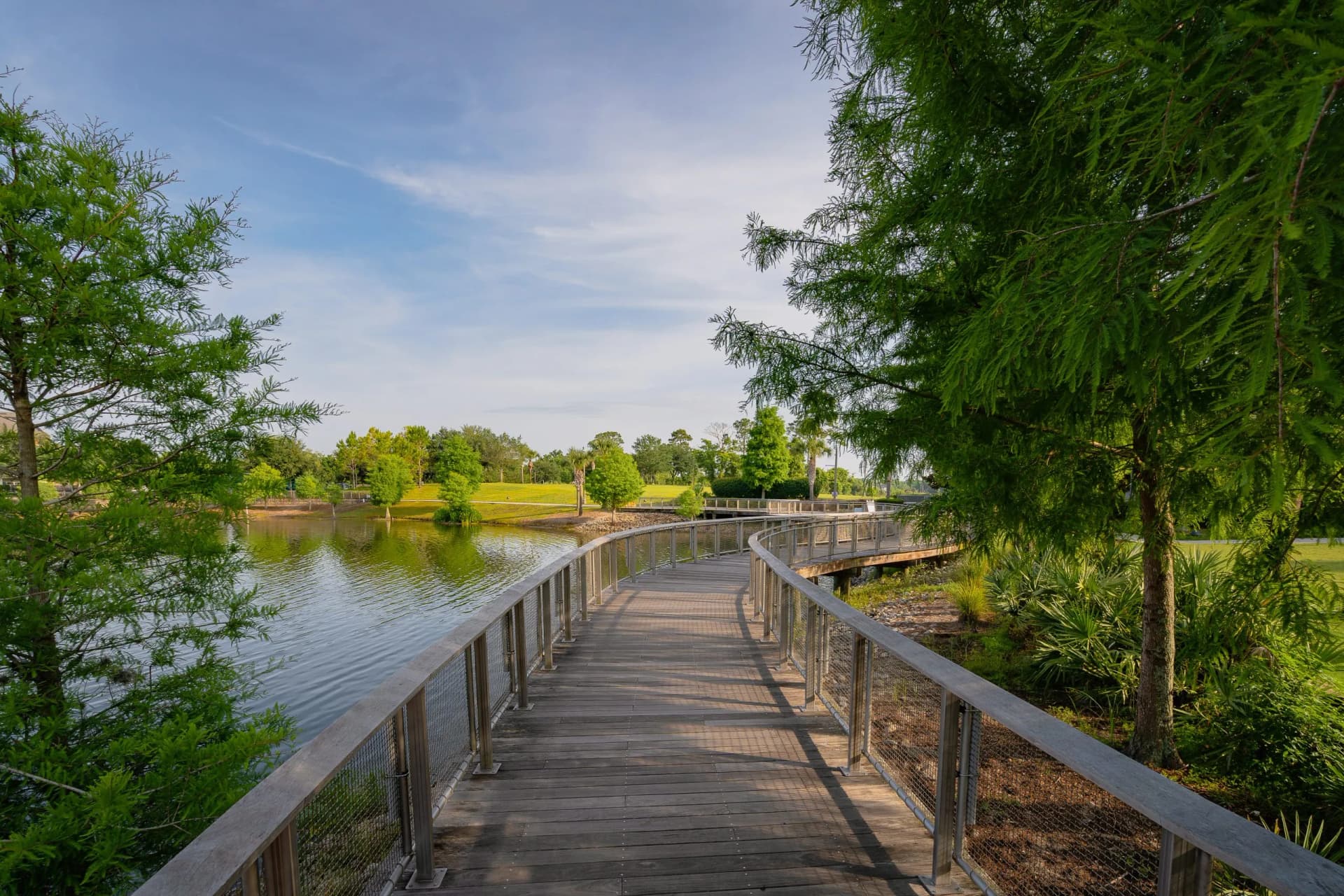 Boardwalk at Oviedo on the Park in downtown near the university in Oviedo, Florida