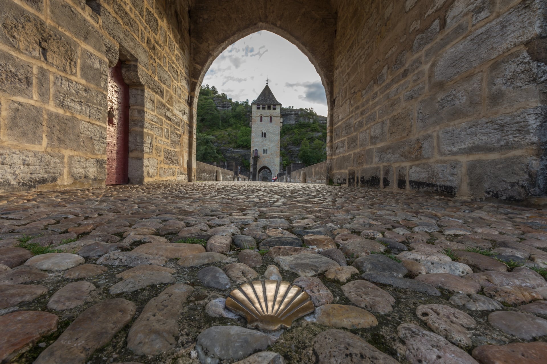 Pont Valantre in Cahors, Frankrijk, op de Camino naar Santiago de Compostela