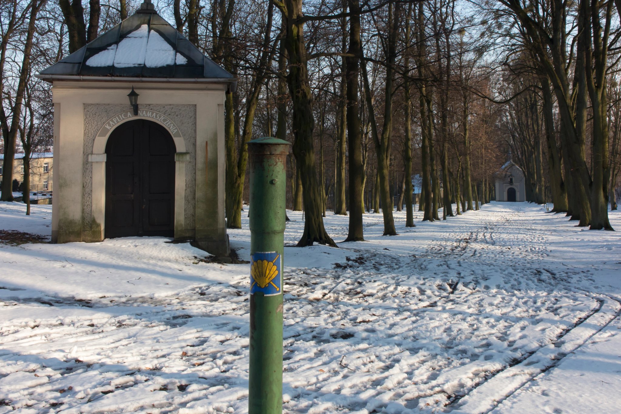 The pilgrimage route Camino de Santiago leading to the Cathedral of Santiago de Compostela in Galicia, northwest Spain, a fragment on Mount St. Anna in Poland