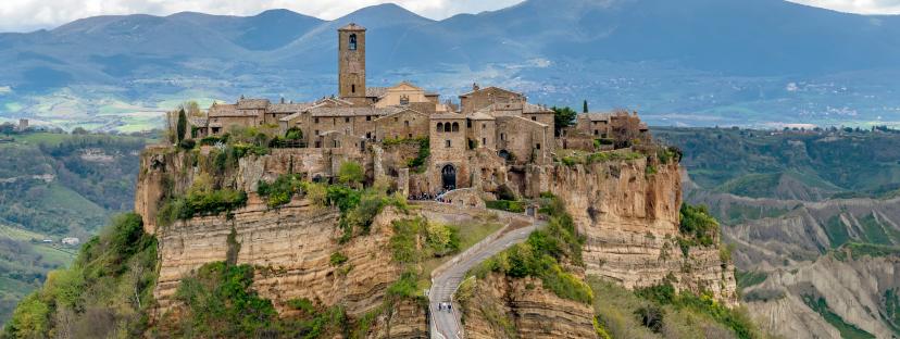 Panoramic view of the dying village, Civita di Bagnoregio, Viterbo, Italy