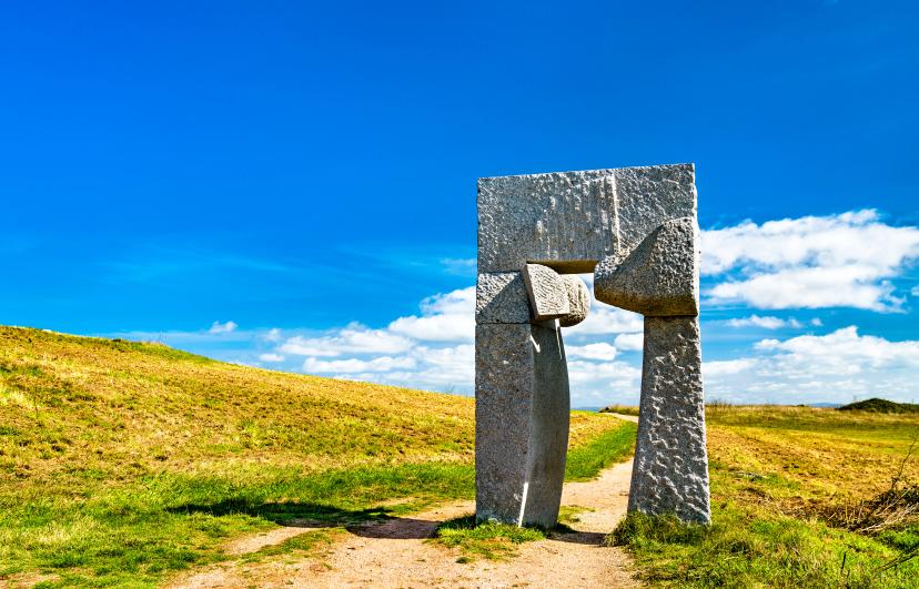 The Ara Solis sculpture at the Tower of Hercules in A Coruna, Spain