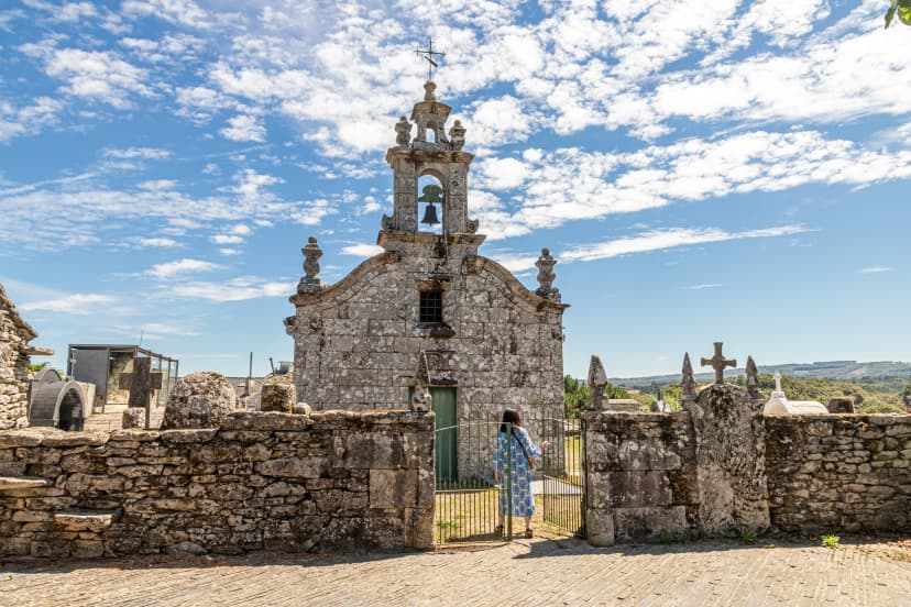 Boveda de Mera, Spain. The Church of Santalla or Saint Eulalia, a 18th Century Roman catholic temple in Galicia