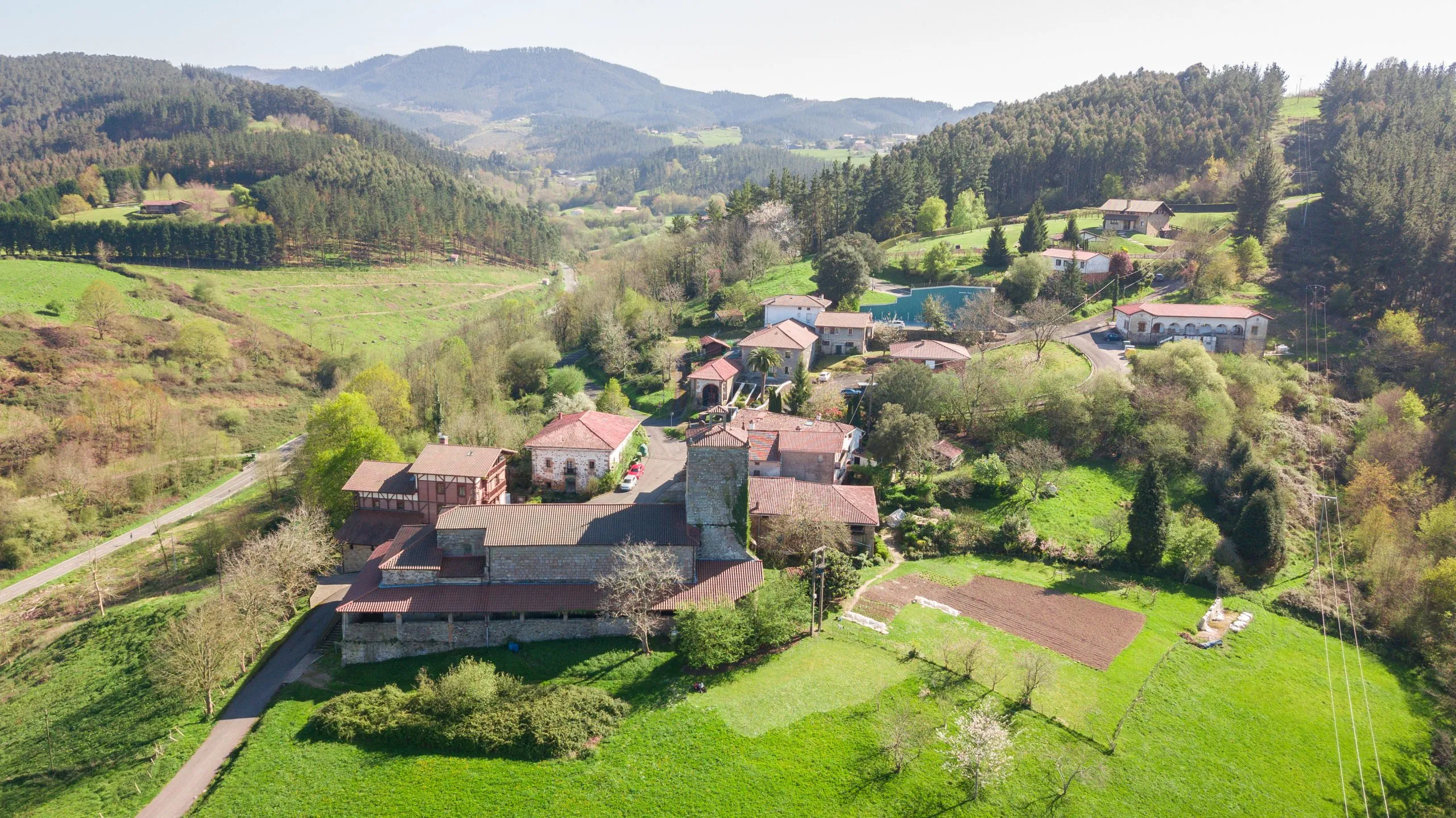 aerial view of basque country countriside, Spain