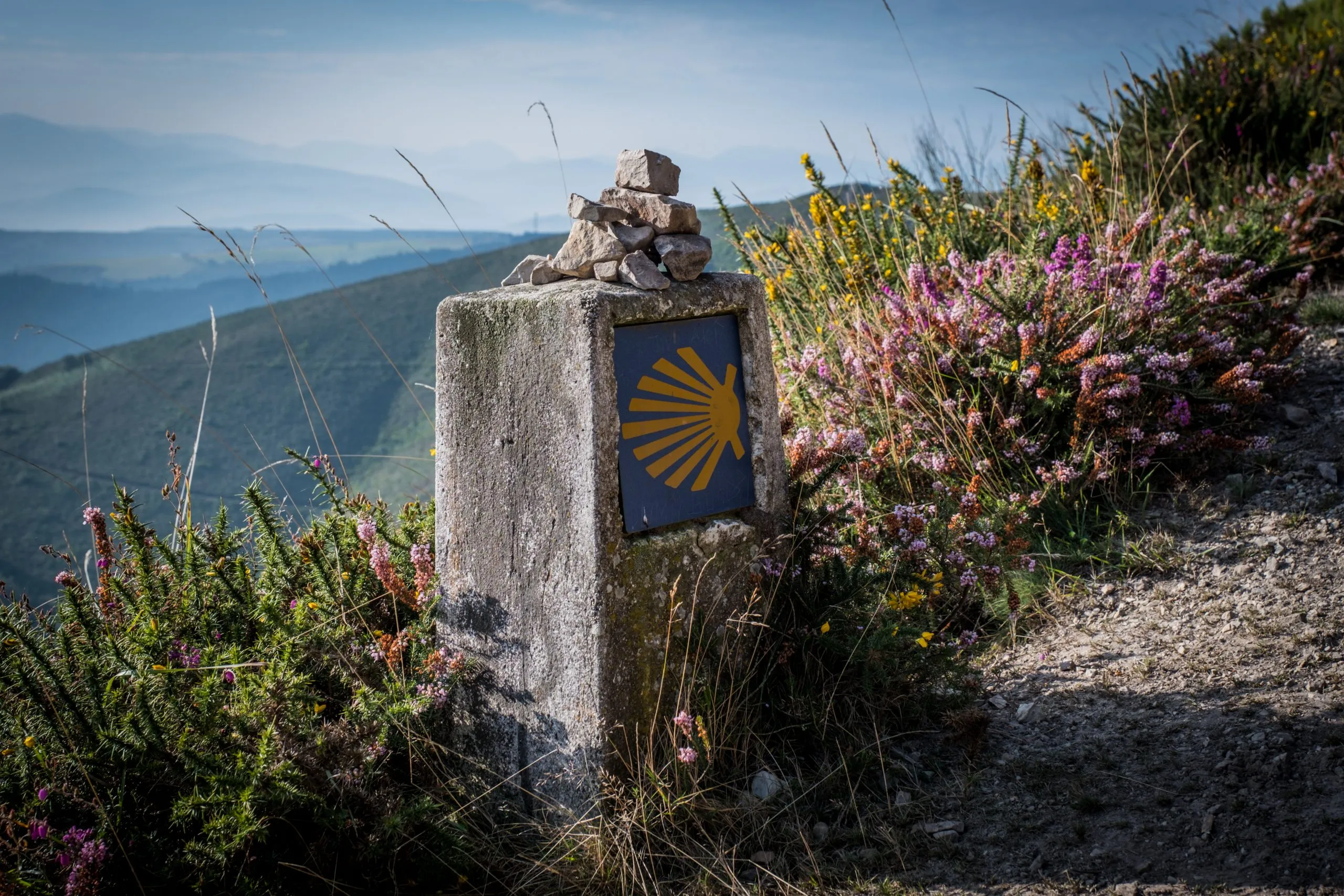 The oldest Camino de Santiago in Spain the "Camino Primitivo" leading from Oviedo to Santiago de Compostela (on the foto the old route via Hospitales)