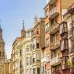 Cathedral and houses in the center of Logrono, Spain