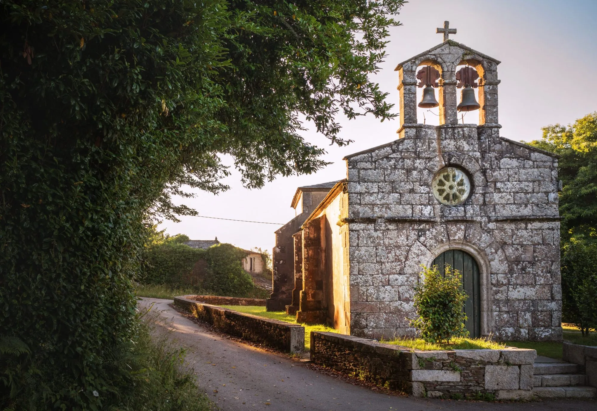 By the Camino de Santiago Way route . Igrexa de Santa Maria de Abadin church in Abadin, Galicia, Spain.