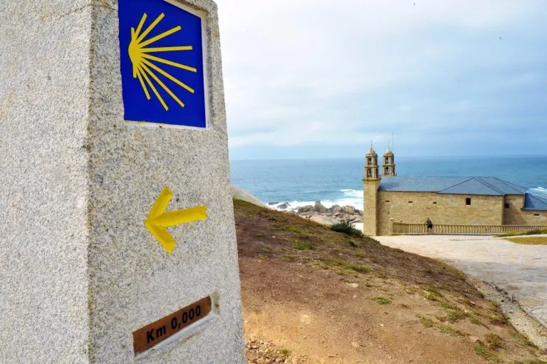 Muxia, Galicia, Spain - July 18, 2018: Santuario de la Virgen de la Barca, at the en of the Way of St. James, Camino de Santiago de Compostela