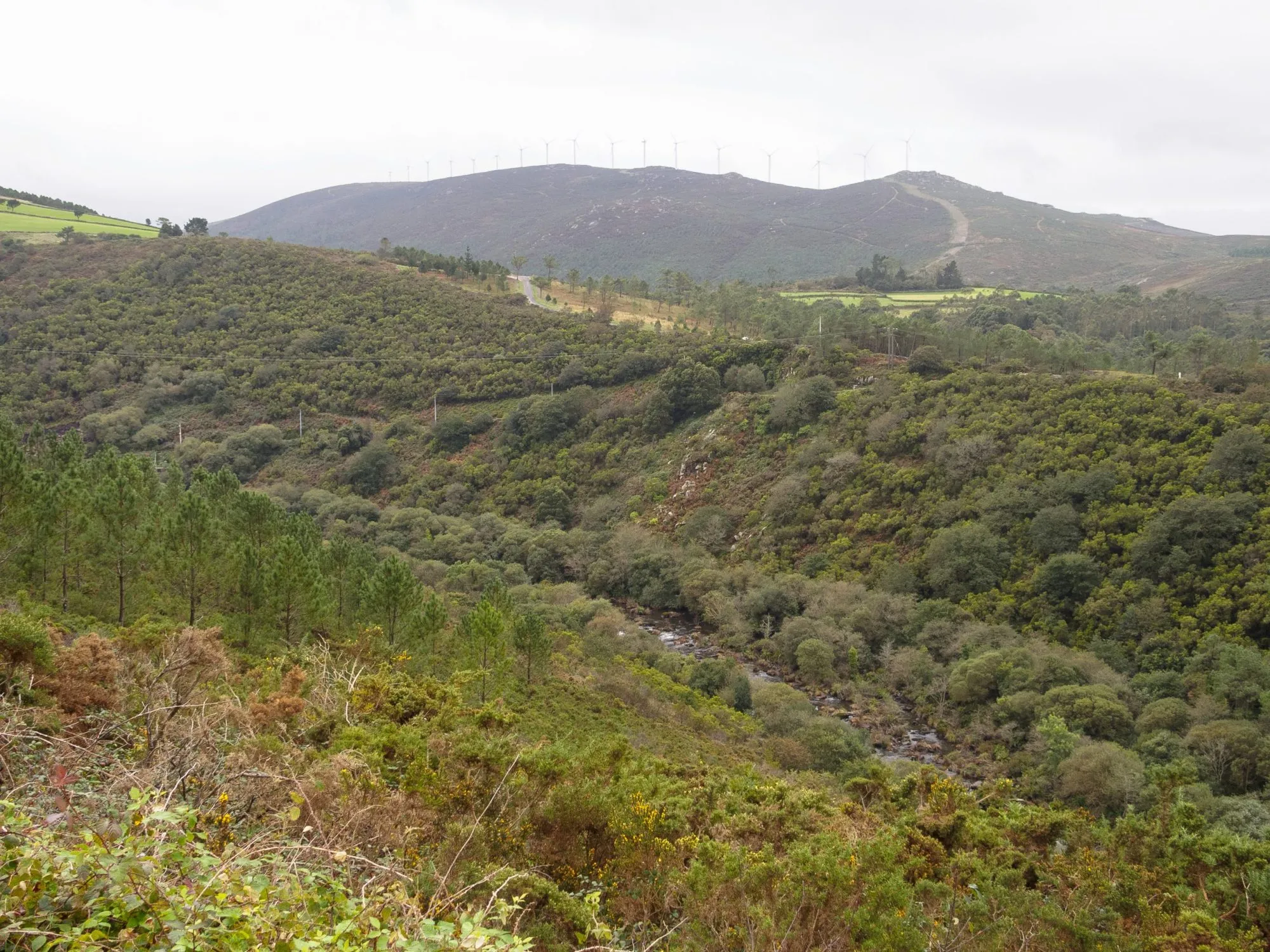 Valley of the Xallas River on an overcast, autumn morning - Olveiroa, Galicia, Spain